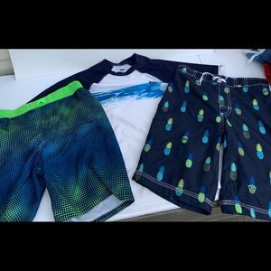 Swimming Trunks and Swim Top Boys Size 8 3 in 1 Bundle